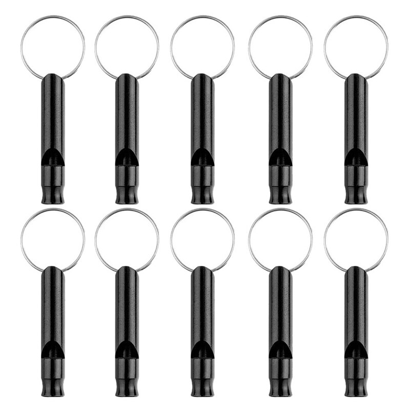 20- pack aluminiumsfløyte, sportsfløyte, nødoverlevelsesfløyter med nøkkelring, svart