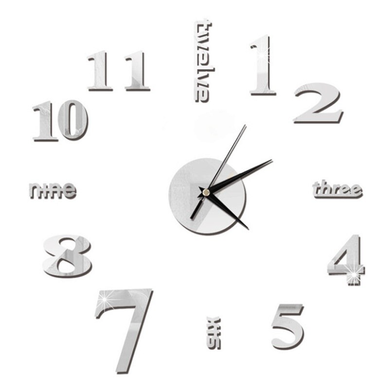 Mini Hause Wanduhr 3D DIY Acryl Spiegel Aufkleber Selbst Klebe Für Home Dekoration Wohnzimmer Quarz Nadel Hängen Uhr: F Sliver