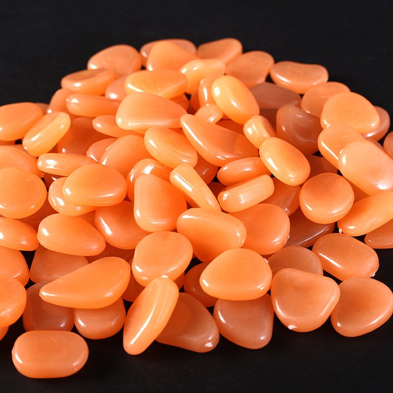 100Pcs Fluorescent Resin Stone Garden Decoration Glowing Garden Pebbles In The Dark Garden Courtyard Lawn Luminous Stone: light orange