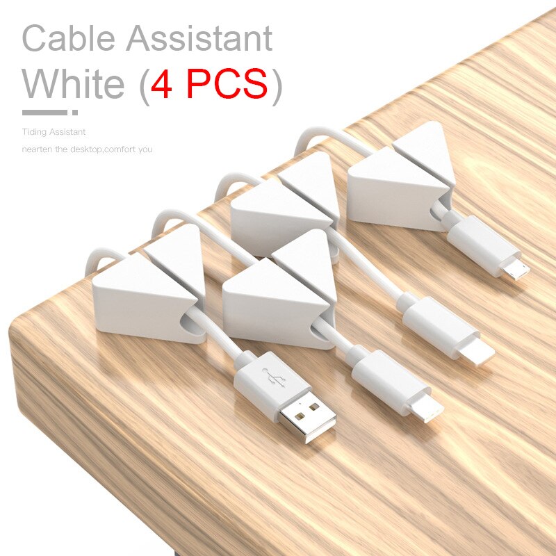 Schreibtisch Organizer Daten Kabel Abschluss Werkzeug Feste praktisch Linie Hub Schnalle nacht Kabel Manager Kopfhörer Abschluss Artefakt: Z01-Weiß-4Stck