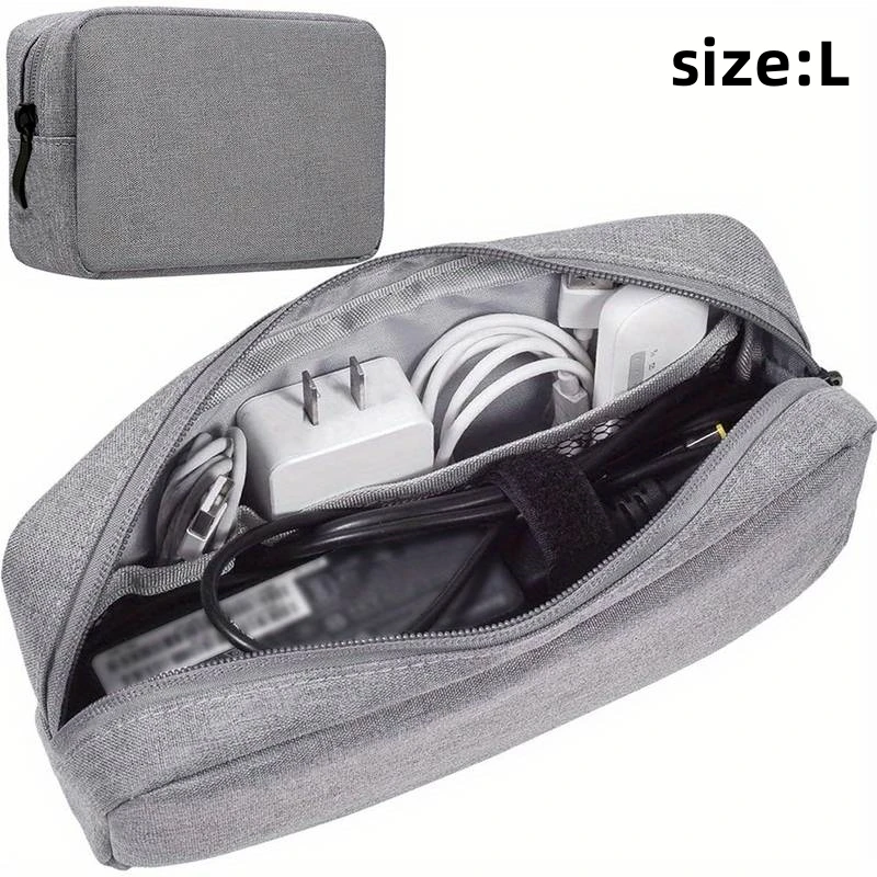 Wasserdichte Aufbewahrungstasche für digitales Zubehör, große Kapazität, tragbare Reise-Organizer-Tasche für Mobiltelefone, USB-Kabelband: Brown