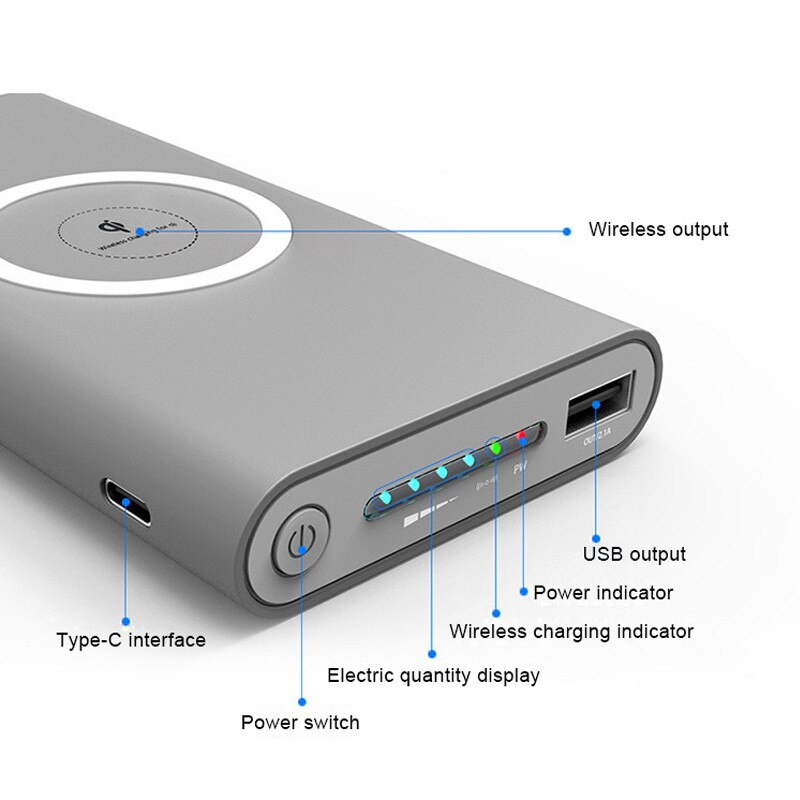50000 mah qi-powerbank mit kabelloser ladefunktion, tragbarer externer akku, schnellladefunktion (einseitig), sechs sicherheitsfunktionen