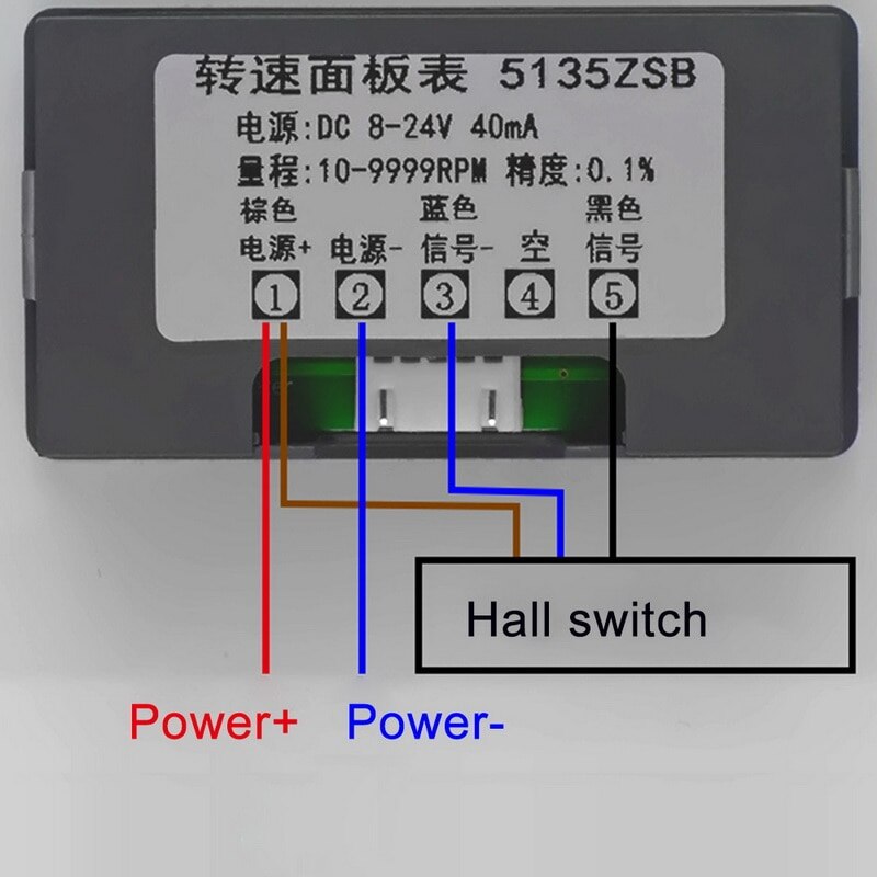 Tacómetro Digital LED DC 8-24V tacómetro Digital medidor de velocidad RPM con Sensor de proximidad Hall 10-9999 RPM