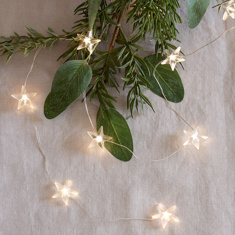 Guirnaldas de estrellas navideñas de 2m/4m/6m para dormitorio, cadena con adaptador alimentado por batería, guirnalda de luces, decoración para de boda y vacaciones