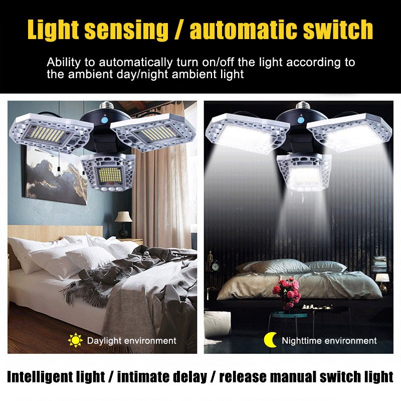 LED Garage Light Deformable Ceiling Lamp Bulbs Waterproof for Warehouse Working ALI88