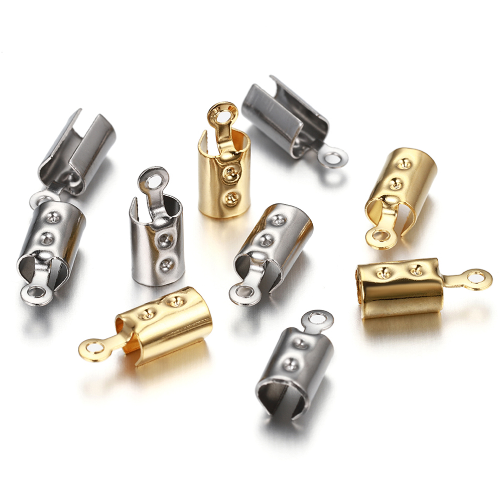30 teile/los Edelstahl Bucht Verschlüsse Kabel Ende Kappen Leder Clip Spitze Falten crimpen Korn Anschlüsse Für DIY Schmuck Machen erkenntnisse
