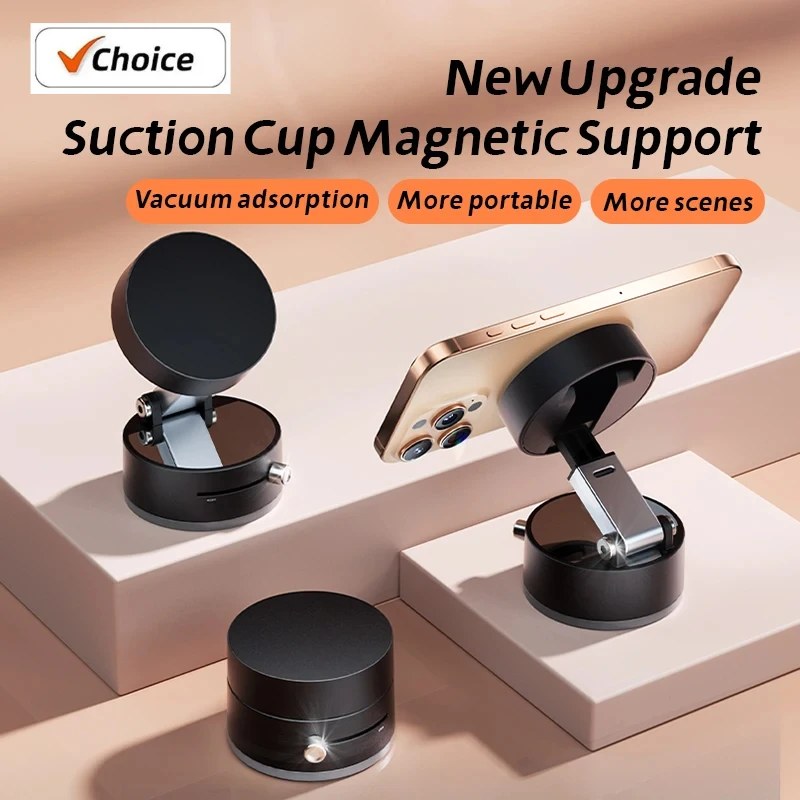 Mini próżniowy dwustronny magnetyczny uchwyt na przyssawkę Składany kuchenny uchwyt na leniwy telefon do smartfona iPhone z Androidem