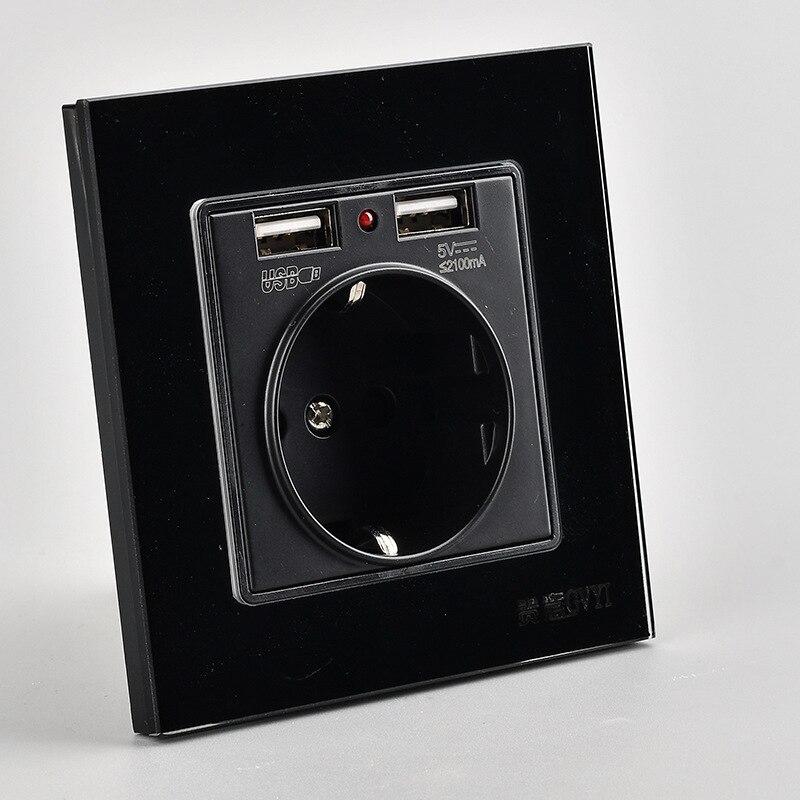 Smart Outlet Dual USB Port Wall Socket Charger Adapter EU Standard Electrical Plug Socket 16A Power Wall Outlet