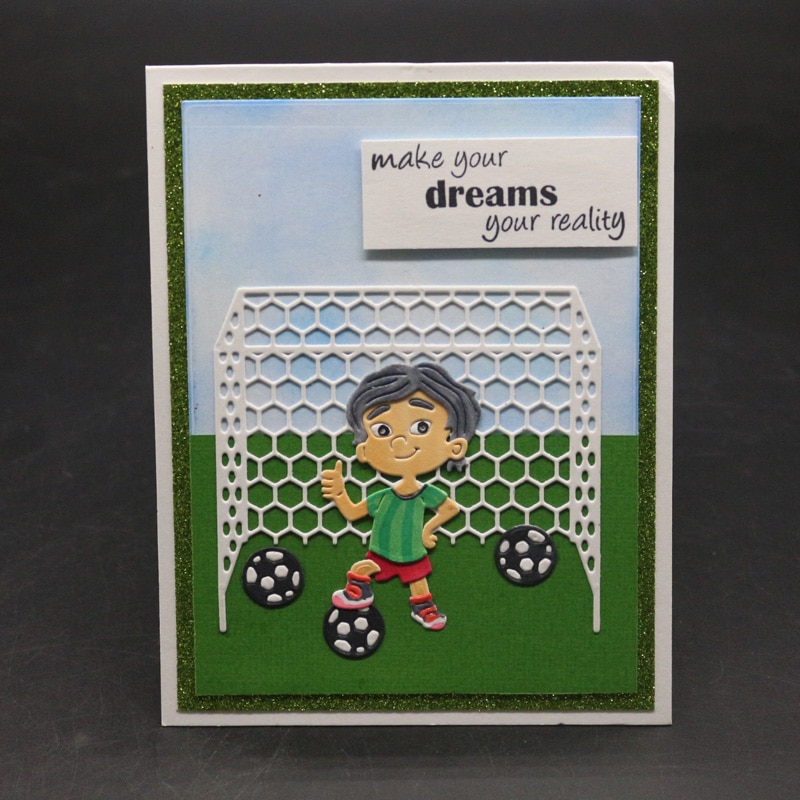 Football Boy Christmas Metal Cutting Dies Stencil Goal Net Frame Die Cut Scrapbooking Embossing Stamps And Dies Craft