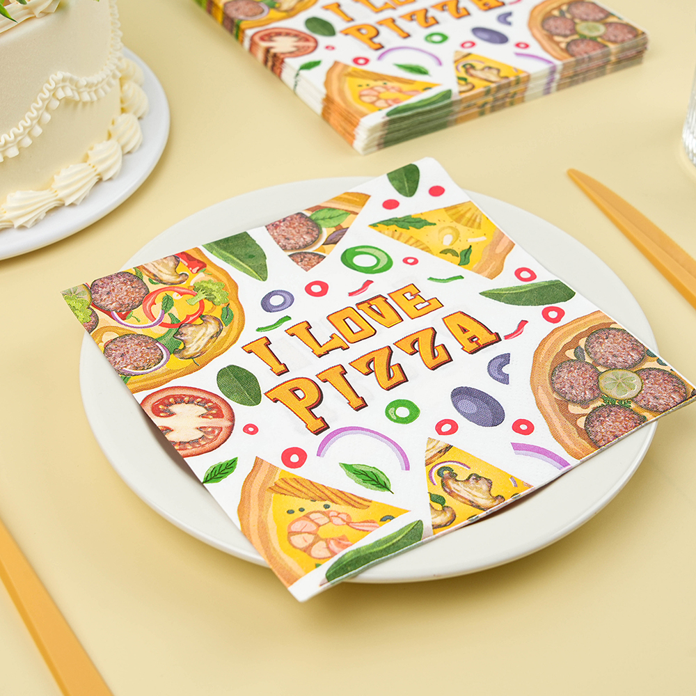 20/40/60pcs Pizza Party Paper Napkins I lovePizza Birthday Party Napkins Disposable Cocktail Napkins Pizzaria Themed Party Decor