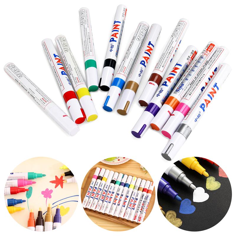 Reusable Empty Paint Markers - 12 Colors Oil-Based Art Pens For Rubber, Cloth, Glass & More