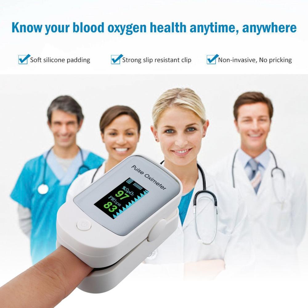 Finger tip puls oximeter meter spo 2 pulsmåler blod iltmætning oled oximeter til husholdningsbrug