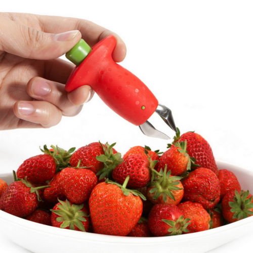 Nyhed jordbær huller top bladfjerner frugt grøntsag værktøjer køkken tilbehør