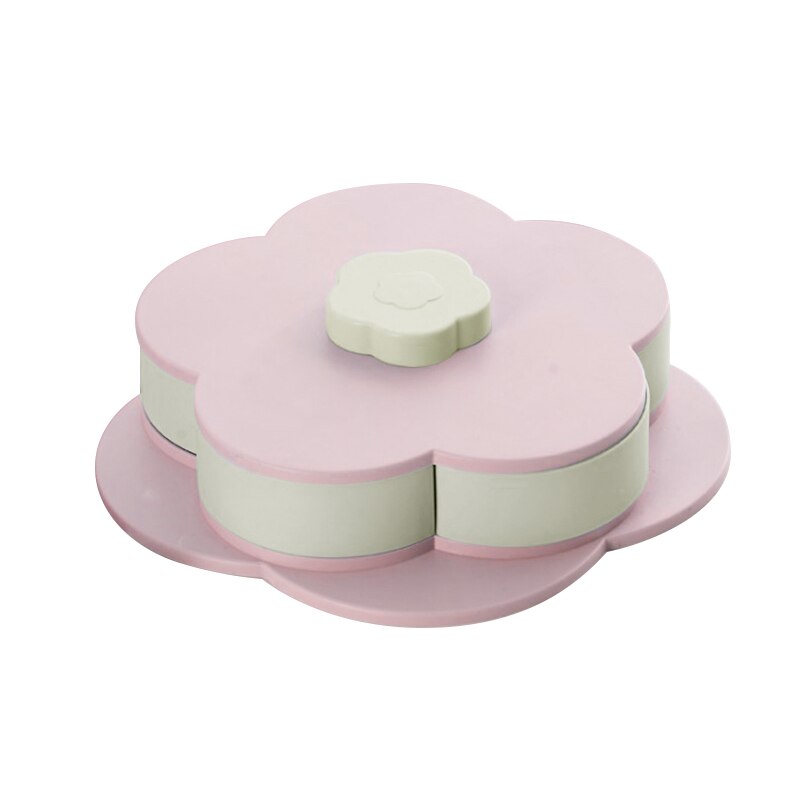 Caja giratoria en forma de pétalo para golosinas, bandeja para dulces, caja de almacenamiento para alimentos, cajas de almacenamiento para dulces, organizador de fruta para alimentos, cajas ecológicas: S single layer pink