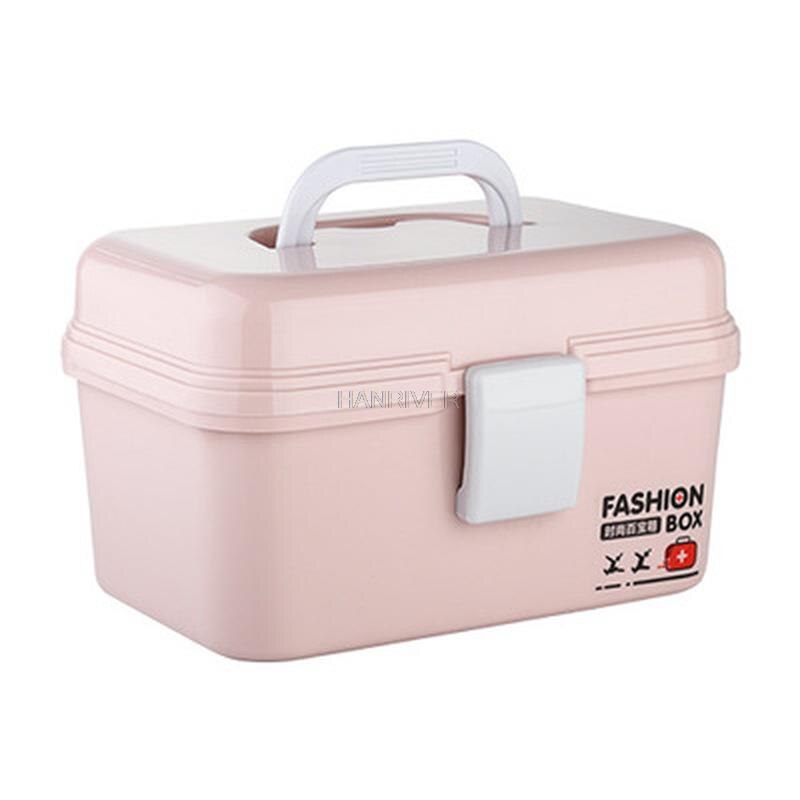 MultiFunction Medicine Box Large High Capacity Medicine Box Double Layer Medicine Storage Box Medicine Small First Aid Box: Pink