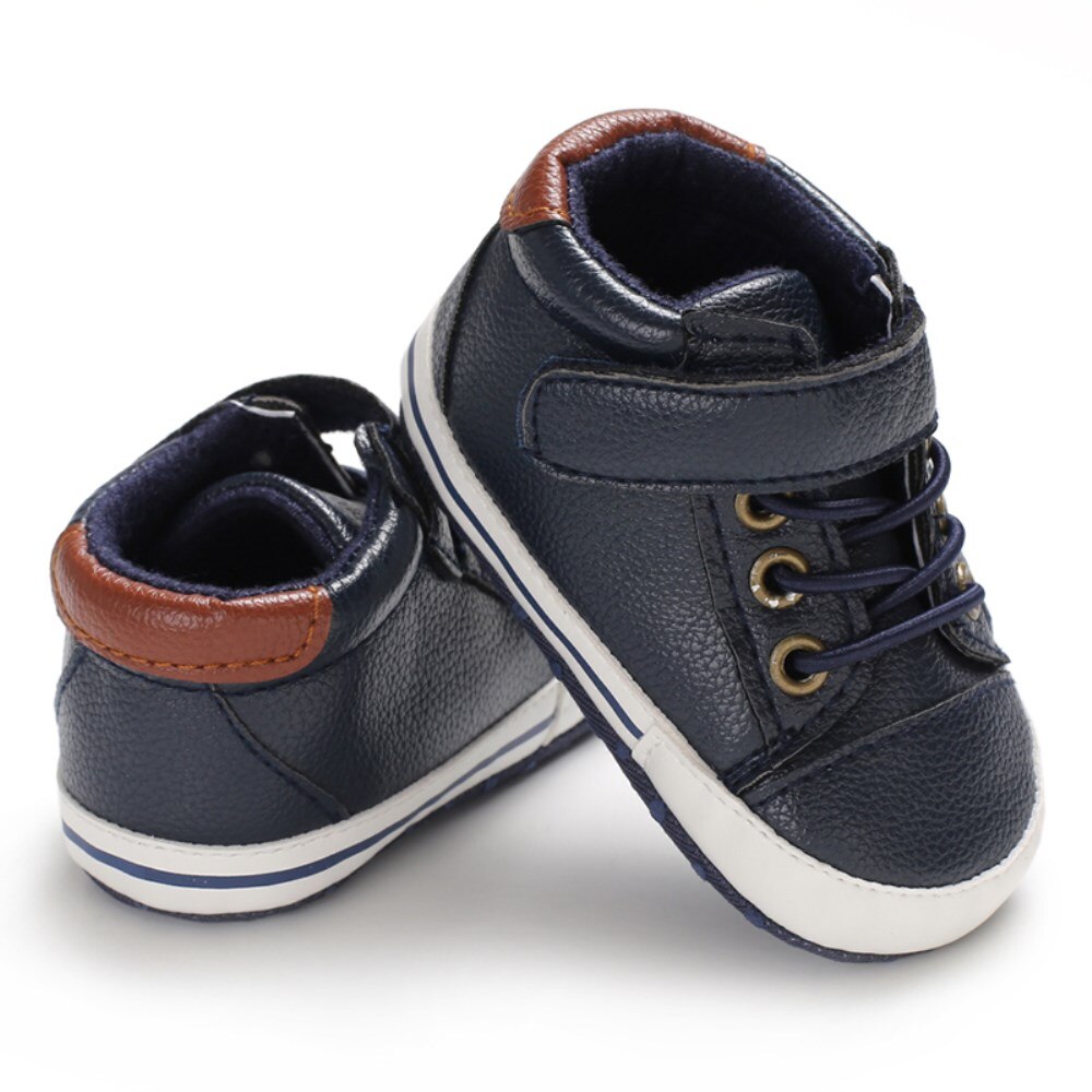 Pasgeboren Baby Jongens Meisjes Schoenen Babyschoenen Zachte Zool Lederen Causale Sport Peuter Schoenen Pre-Wandelaars 0- 18M: Marine blauw / 13-18 months