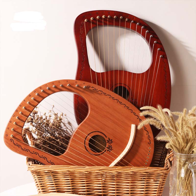Lira harpa 10/16 cordas gravadas à mão por madeira de mogno alta qualidade + tuning chave instrumentos musicais