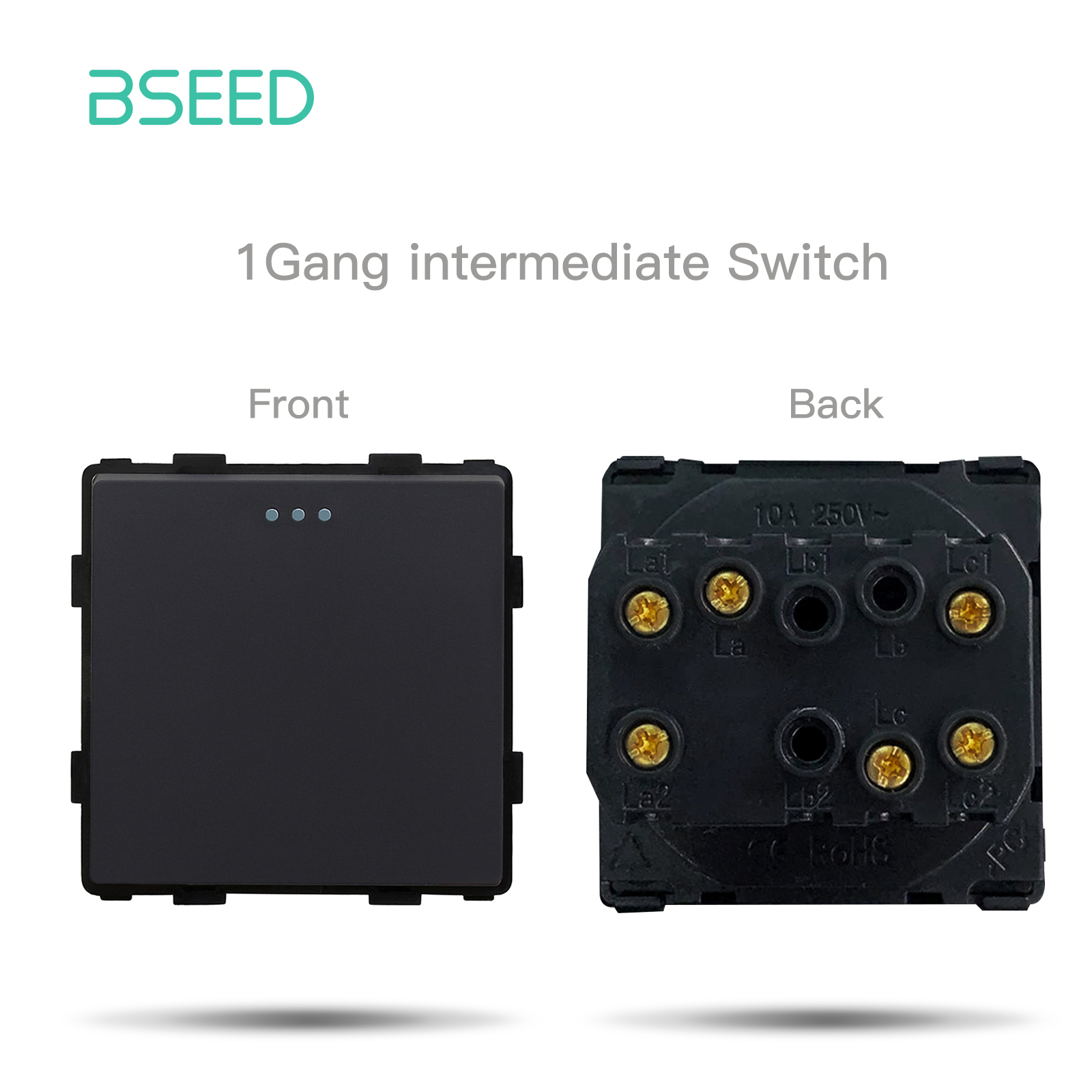 BSEED Mechanical Button Switch Part 1/2/3Gang 1/2Way Wall Socket Function Parts Glass Frame White Black DIY Combination: Type4