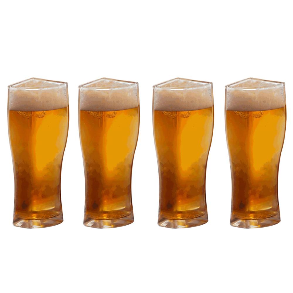 Beer Glasses 4 in 1 Acrylic Plastic Material Beer Mug Super Schooner Funny Acrylic Glass Beer Mugs Set Glass Cup: 4PCS S