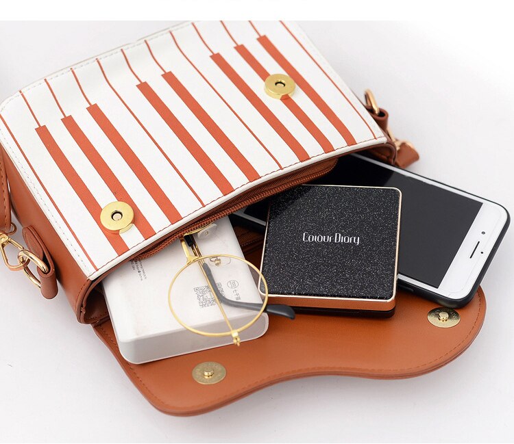 Enjoini søt piano mønster pu skinn uformell damevesker og veske skulderveske crossbody messenger bag veske