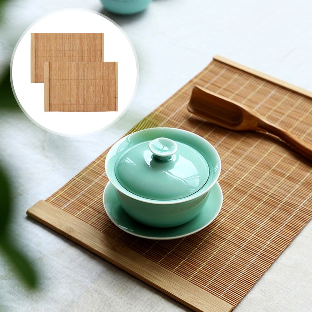 2Pcs Bamboo Wood Placemats Anti-Slip Table Mat Waterproof Placemats
