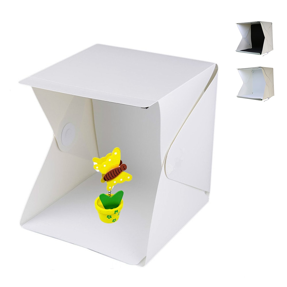 Mini Vouwen Licht doos Draagbare Fotostudio Schieten Tent met LED Licht, opvouwbare Lightbox voor Fotografie met 2 Packground