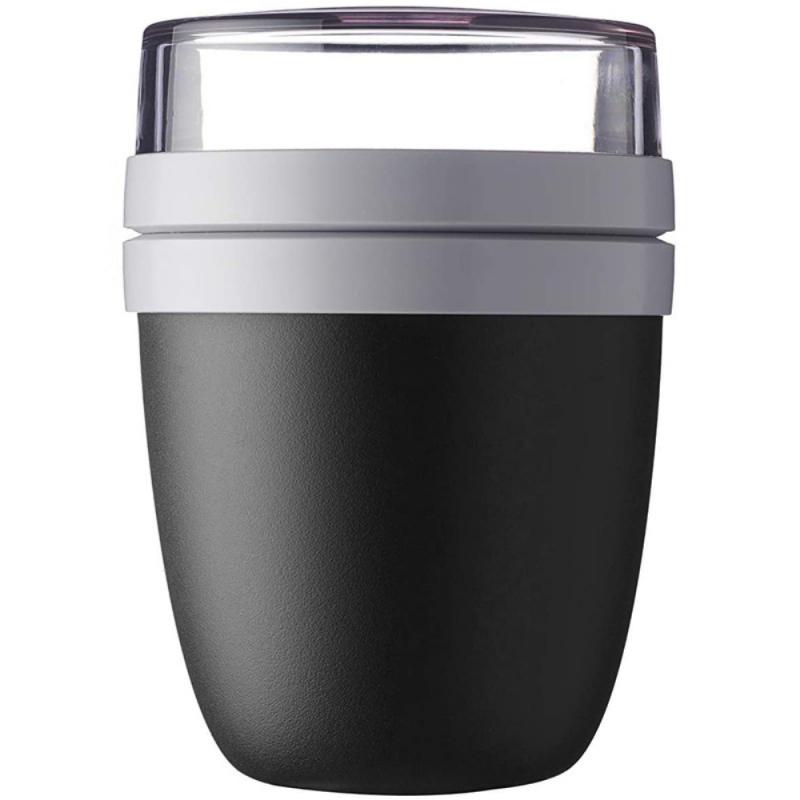 Fiambrera portátil creativa de viaje, Bol para conservar la comida, fiambrera, Yogurt, tuerca, postre, taza de preservación, vajilla,: 1PC Black