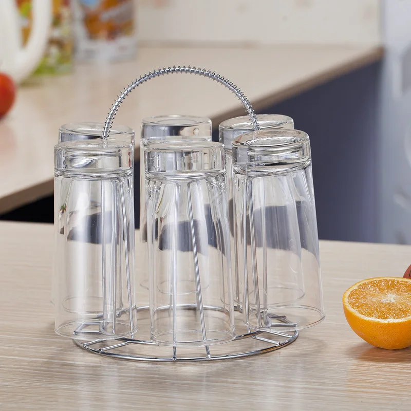Rustfrit stål 6 kopper krus glas stativ holder tørring hylde hjem køkken hængende afløb opbevaring rack tilbehør