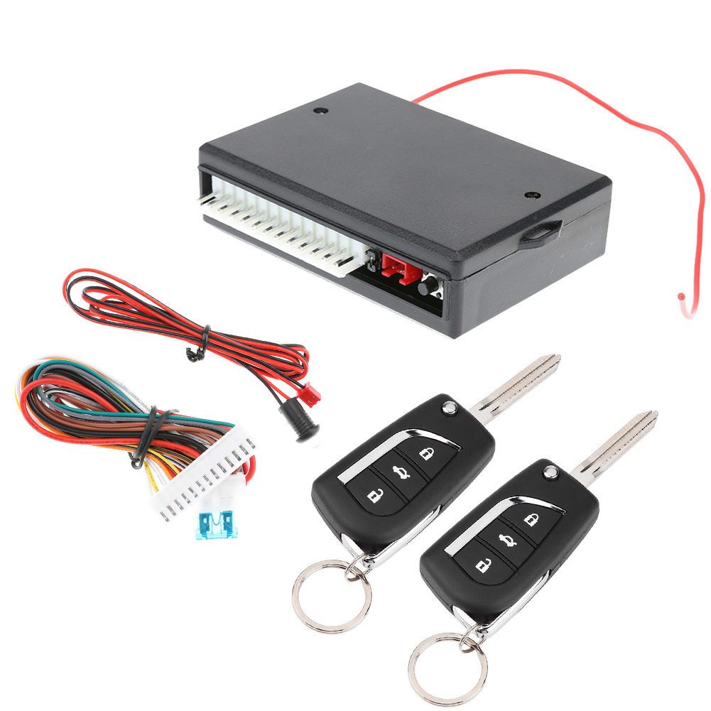 Keyless Entry System Car Alarm Door Central Lock Auto Remote Control Key Locking Power Window Trunk Release Controller Universal: black