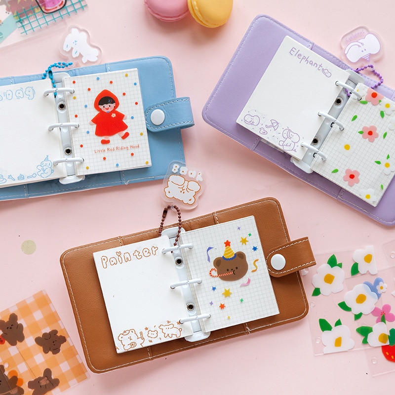 4 Sheets Cute Japanese Stationery Papeleria Pvc Separator Page 3 Hole Mini Diary Notebook Plastic Kawaii Loose-leaf Journal Deco