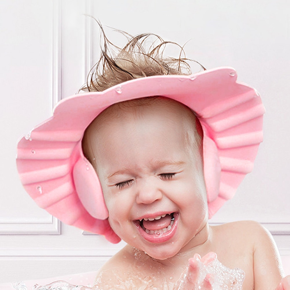 Bonnet de bain capote de sécurité shampooing chapeau réglable bébé douche protéger les yeux imperméable à l'eau lavage des cheveux bouclier shampooing