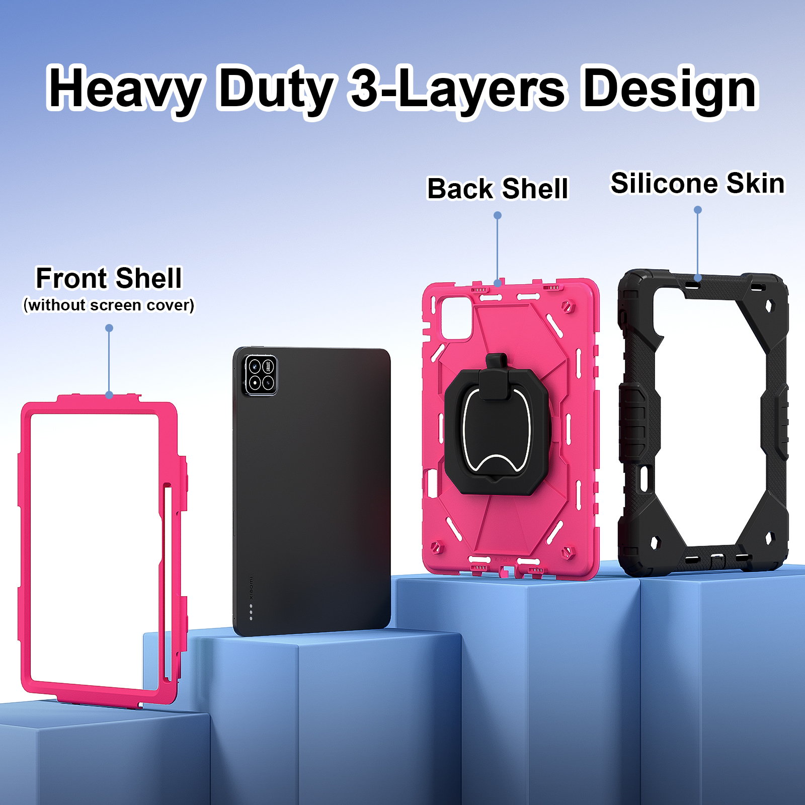 Funda para xiaomi pad 7 pro 11,2 "SE 8,7" redmi pro poco pad 12,1 "tableta segura a prueba de golpes funda con soporte de silicona para PC + correas para los hombros