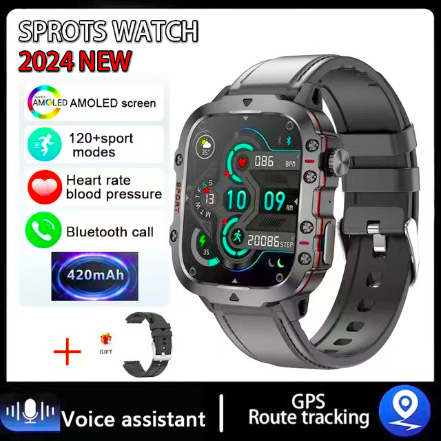 Montre intelligente de sport étanche pour homme, appel Bluetooth, voix AI, Android, Xiaomi, IOS, extérieur, écran 2024 ", 3AT, 2.01: Argent