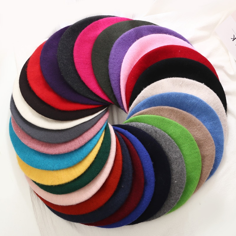 21 farger kvinner ull beret kvinne retro hårete filt beretter panser luer vinter varm gang lue cap boinas de mujer