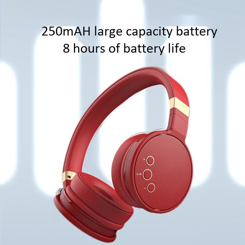 Bluetooth 5.0 Wireless Over the Ear Headset Deep Bass Stereo with Mic