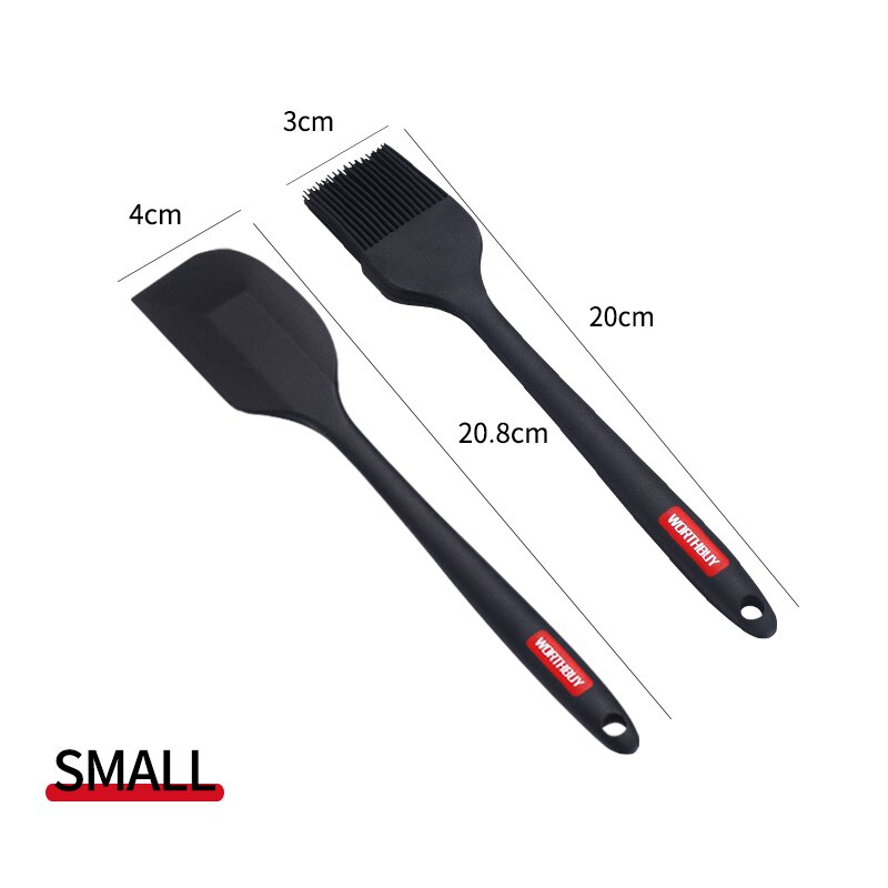 WORTHBUY Silicone Pastry Brushes Spatula Set Heat-Resistant Non-Stick Cake Oil Brush For Baking BBQ Kitchen Cooking Utensils Set: Brush Spatula Small