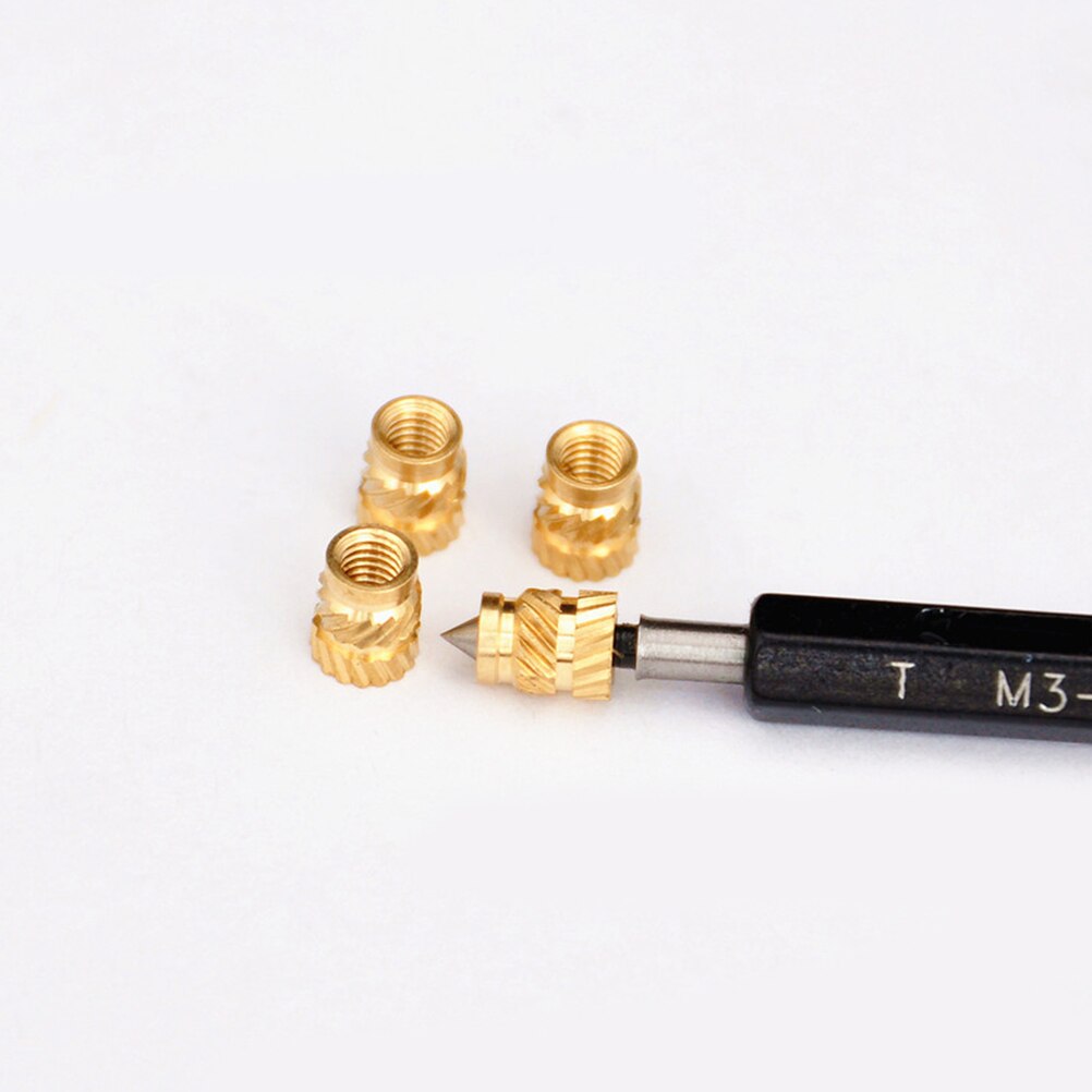 100pcs M3 Thread Knurled Brass Threaded Heat Set Heat Resistant Insert Embedment Nut for 3D Printer M3x5x4 Voron 2.4