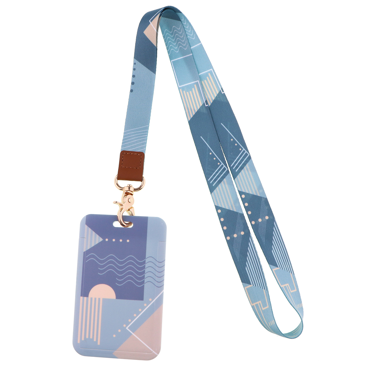 Ransitute R2809 DIY patrón minimalista Patchwork titular de la tarjeta de identificación titular de la tarjeta de autobús cordón de la tarjeta del personal para llaves teléfono DIY cuerda para colgar: Negro