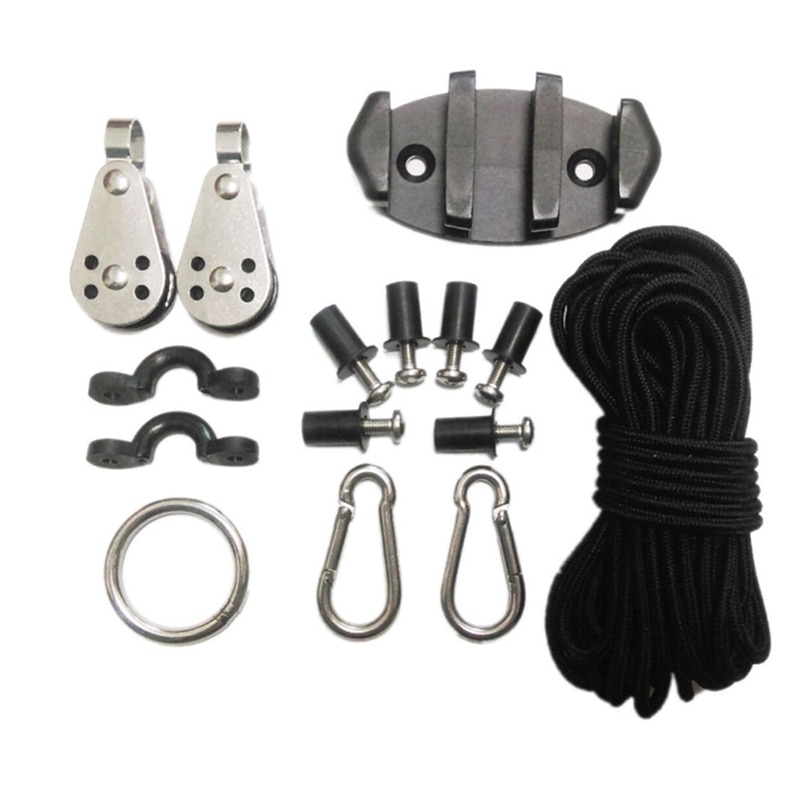 Sport acquatici Kayak Canoa Anchor Trolley Kit Tacchetto Rigging Anello Pulegge Pad Bene Gli Occhi Dadi Viti Kayak Accessori Set: Default Title