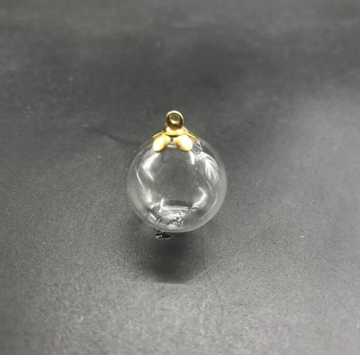 3pcs 18mm Round shape hollow glass ball with beads cap set glass globe glass vials pendant glass bottle globe jewelry findings