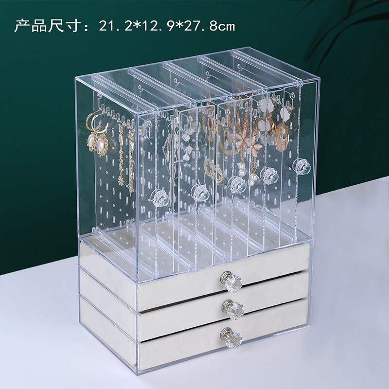 Large-capacity Acrylic Dust-proof Display Stand Transparent Drawer Type Jewelry Box Necklace Earrings Jewelry Storage Box: B