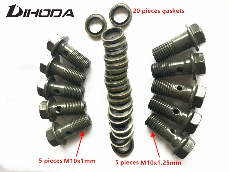 Motorcykel bremsekaliper banjo bolt olieaftapningsskrue / hul skrue  m10 x 1.25mm m10 x 1mm til hovedcylinder til bremseslange: Hærgrøn c