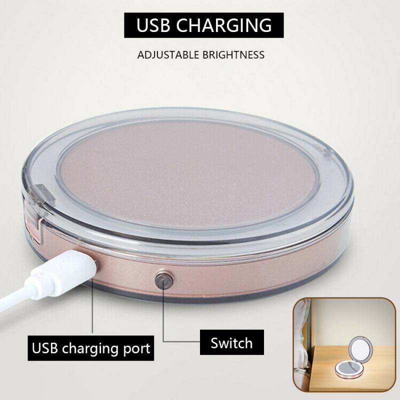 Makeup Mirror With Led Light Make Up Mirror LED Compact Mirror Mini Makeup Mirror Magnify Hand Held Fold Portable LED Light