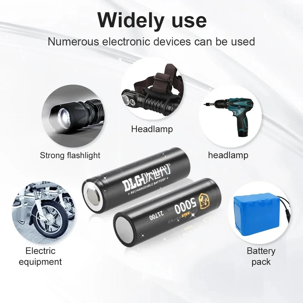 Batteria 21700 DLGPOWER 5000mAh Batterie ricaricabili agli ioni di litio ad alta potenza ricaricabili ad alta capacità da 3,7 V per elettrodomestici