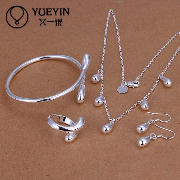 Ensemble de bijoux en argent plaqué pour femmes, bijoux de mariée, S220