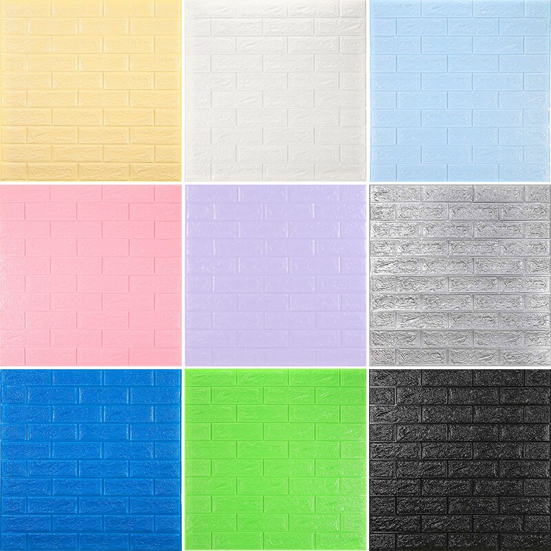 3D Wall Stickers Self-adhesive Wallpaper Brick Panels Waterproof Living Room Kitchen TV Backdrop Decor Bedroom Home Decoration