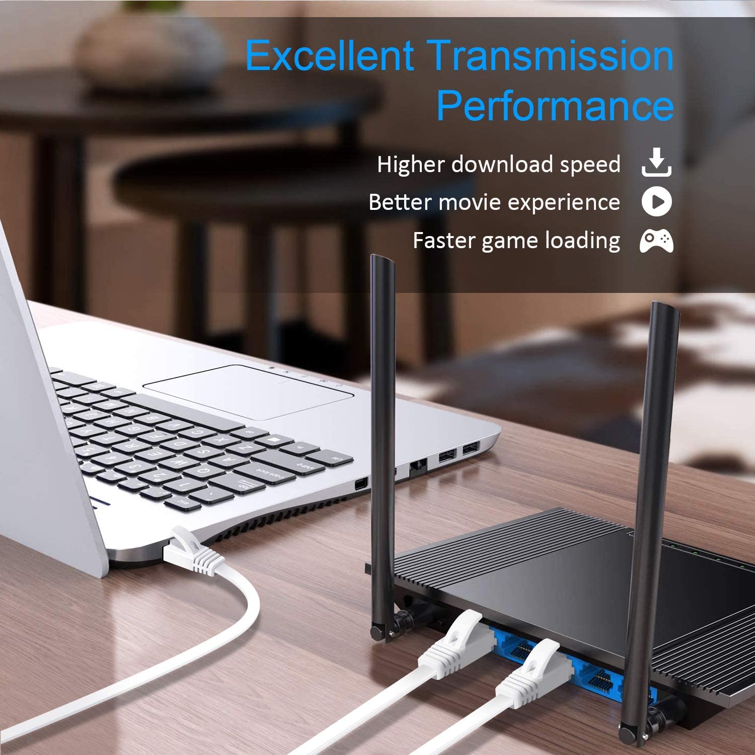 KIMPOK CAT6 Flat Ethernet Cable RJ45 Lan Cable Networking Ethernet Patch Cord CAT 6 Network Cable For Computer Router Laptop