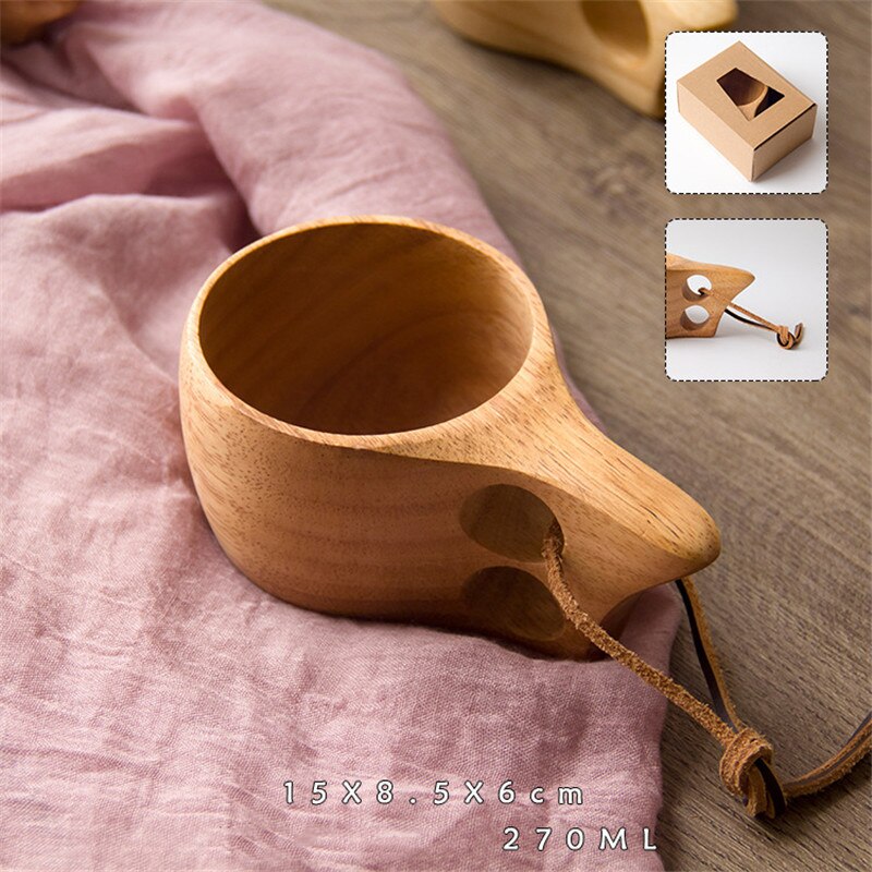 Taza portátil china de madera para café, té, leche, agua, zumo, limón, hecho a mano, novedad: C