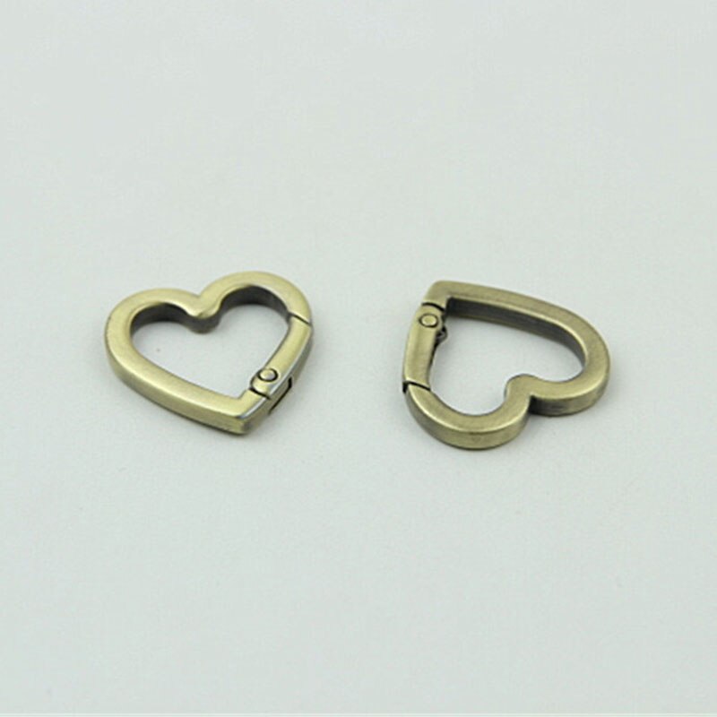 1 st metallhjärtformad ring öppningsbar nyckelring läder hantverksväska bältesrem spänne avtryckare snäpplås klämmanslutning tillbehör: Innerdiameter 19mm / Brons