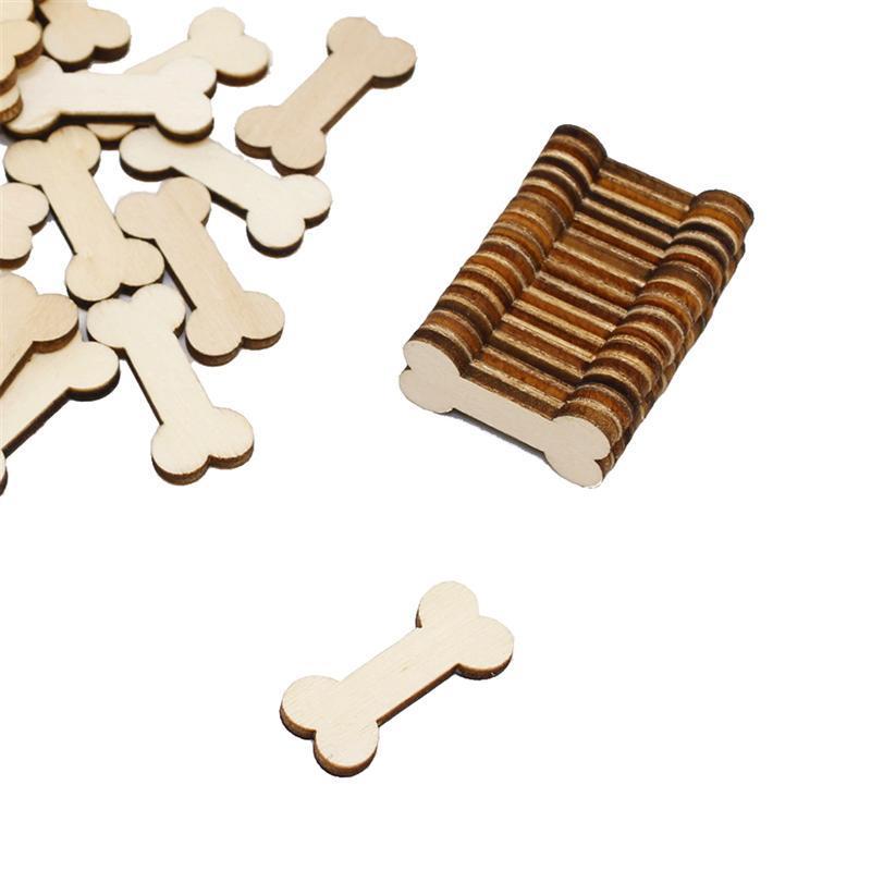 50pcs Unfinished Wood Dog Bone Cutouts Ready to Paint or Decorate for Wood Craft and DIY Projects